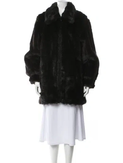 Pre-owned Dennis Basso Faux Fur Faux Fur Coat In Black