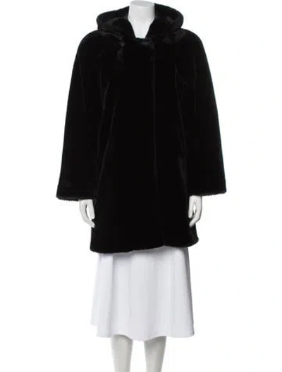 Pre-owned Dennis Basso Faux Fur Faux Fur Coat In Black