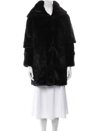 Pre-owned Dennis Basso Faux Fur Faux Fur Coat In Black