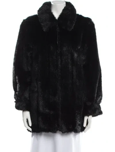 Pre-owned Dennis Basso Faux Fur Faux Fur Coat In Black