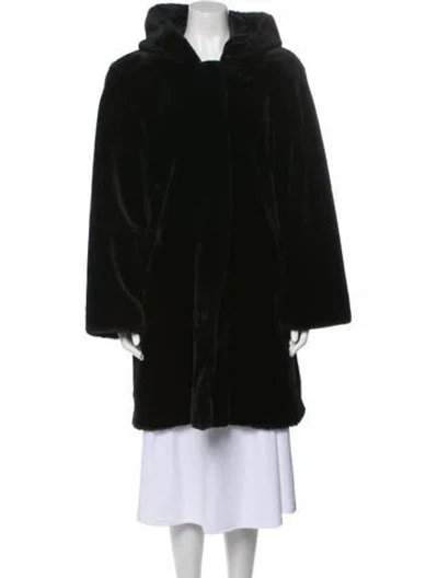 Pre-owned Dennis Basso Faux Fur Faux Fur Coat In Black