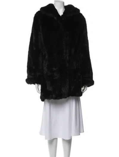 Pre-owned Dennis Basso Faux Fur Faux Fur Coat In Black