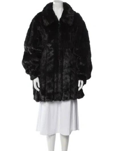 Pre-owned Dennis Basso Faux Fur Faux Fur Coat In Black