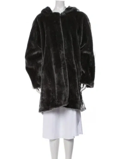 Pre-owned Dennis Basso Faux Fur Faux Fur Coat In Black