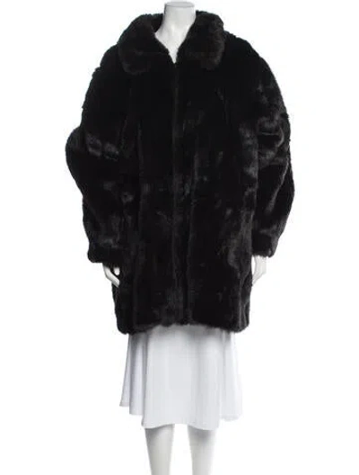 Pre-owned Dennis Basso Faux Fur Faux Fur Coat In Black