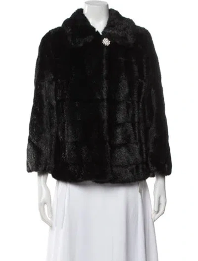 Pre-owned Dennis Basso Faux Fur Faux Fur Coat In Black