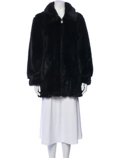 Pre-owned Dennis Basso Faux Fur Faux Fur Coat In Blue