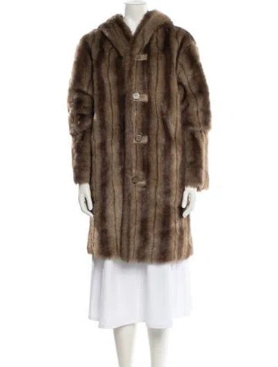 Pre-owned Dennis Basso Faux Fur Faux Fur Coat In Brown