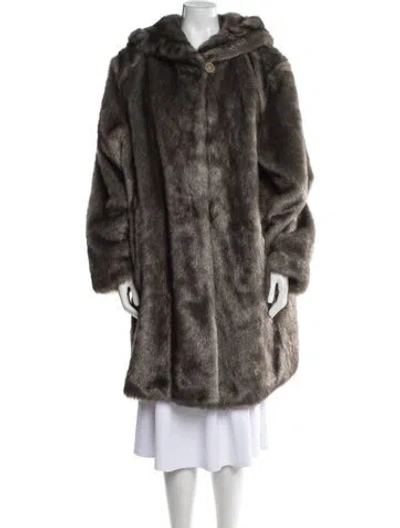 Pre-owned Dennis Basso Faux Fur Faux Fur Coat In Brown