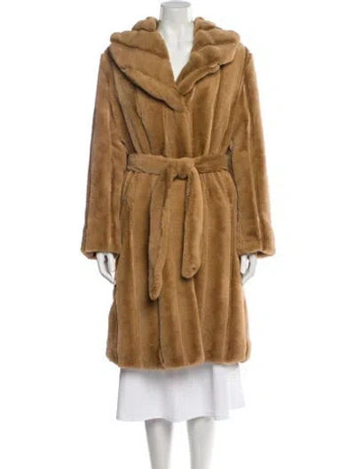 Pre-owned Dennis Basso Faux Fur Faux Fur Coat In Brown