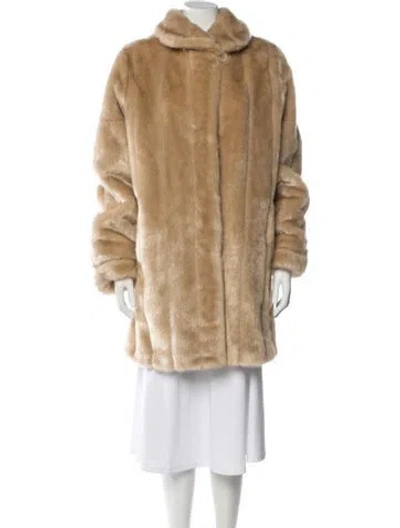 Pre-owned Dennis Basso Faux Fur Faux Fur Coat In Brown