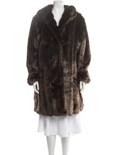Pre-owned Dennis Basso Faux Fur Faux Fur Coat In Brown