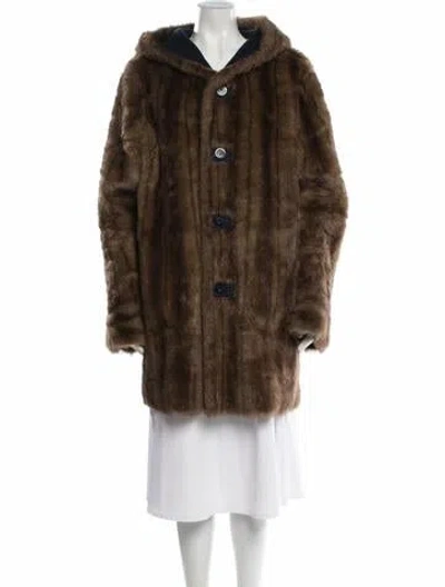 Pre-owned Dennis Basso Faux Fur Faux Fur Coat In Brown