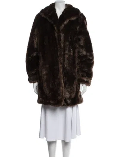 Pre-owned Dennis Basso Faux Fur Faux Fur Coat In Brown