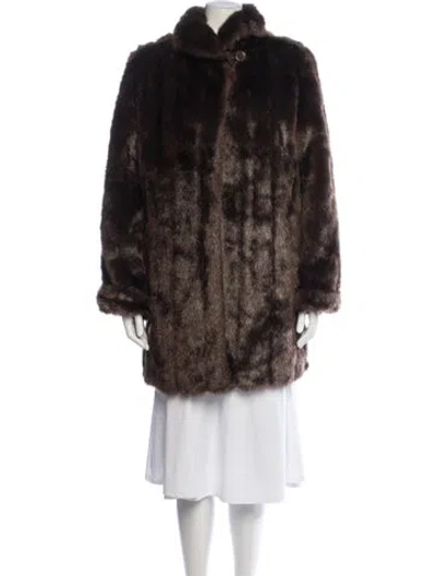Pre-owned Dennis Basso Faux Fur Faux Fur Coat In Brown