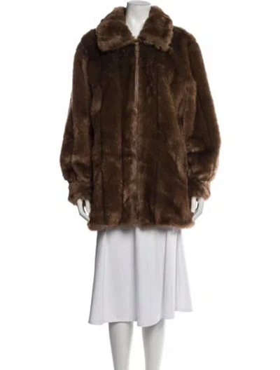 Pre-owned Dennis Basso Faux Fur Faux Fur Coat In Brown