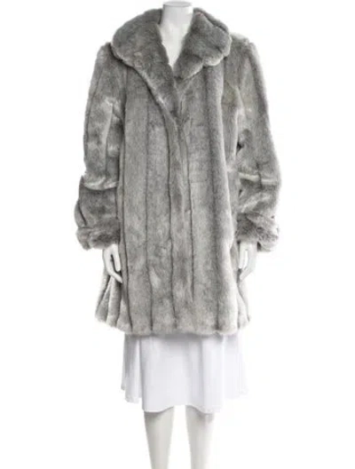 Pre-owned Dennis Basso Faux Fur Faux Fur Coat In Gray