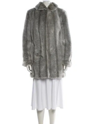 Pre-owned Dennis Basso Faux Fur Faux Fur Coat In Gray