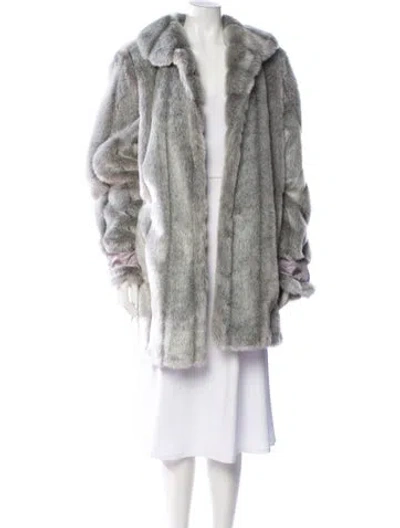 Pre-owned Dennis Basso Faux Fur Faux Fur Coat In Gray