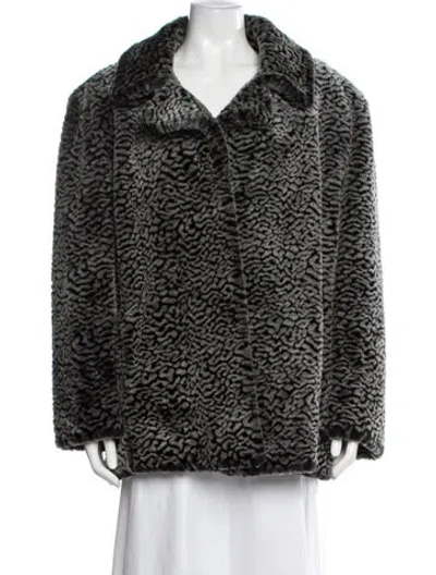 Pre-owned Dennis Basso Faux Fur Faux Fur Coat In Gray