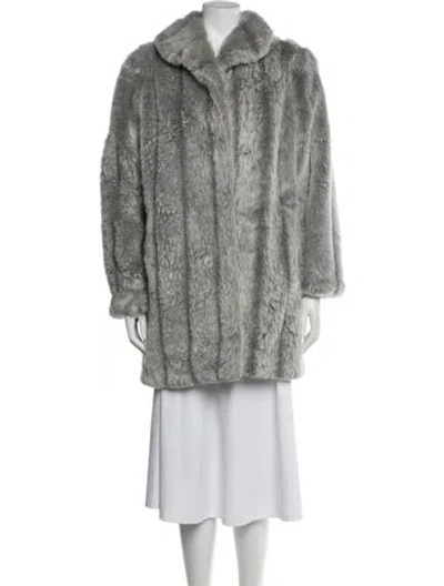 Pre-owned Dennis Basso Faux Fur Faux Fur Coat In Grey