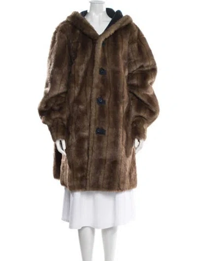 Pre-owned Dennis Basso Faux Fur Faux Fur Coat In Neutral