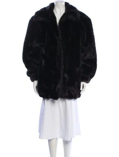 Pre-owned Dennis Basso Faux Fur Faux Fur Jacket In Black