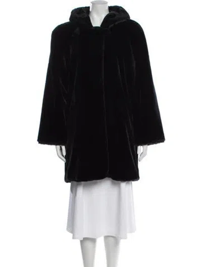 Pre-owned Dennis Basso Faux Fur Faux Fur Jacket In Black