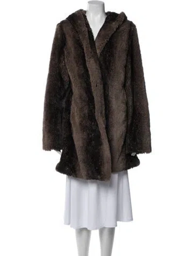 Pre-owned Dennis Basso Faux Fur Faux Fur Jacket In Brown
