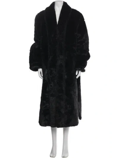 Pre-owned Dennis Basso Faux Fur Fur Coat In Black