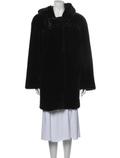 Pre-owned Dennis Basso Faux Fur Jacket In Black