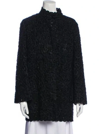 Pre-owned Dennis Basso Faux Fur Jacket In Black