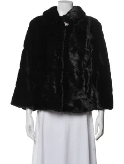 Pre-owned Dennis Basso Faux Fur Jacket In Black