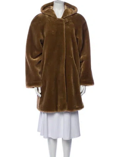 Pre-owned Dennis Basso Faux Fur Jacket In Brown