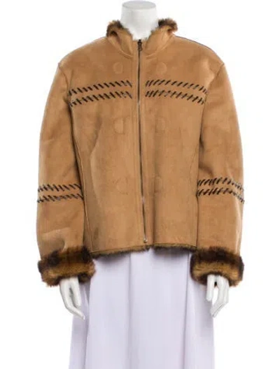 Pre-owned Dennis Basso Faux Fur Jacket In Brown