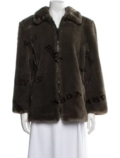 Pre-owned Dennis Basso Faux Fur Jacket In Gray