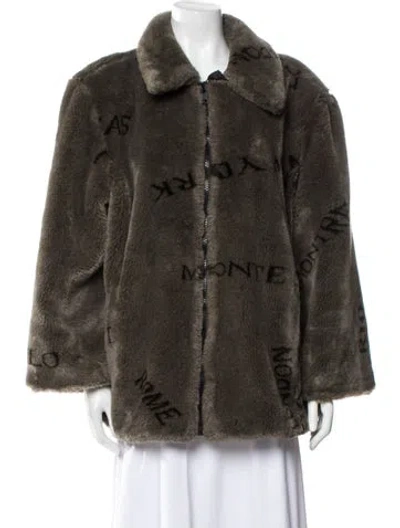 Pre-owned Dennis Basso Faux Fur Jacket In Green