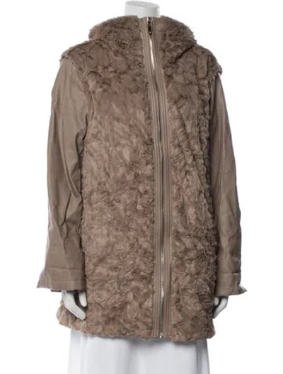 Pre-owned Dennis Basso Faux Fur Jacket In Neutral