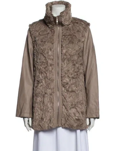 Pre-owned Dennis Basso Faux Fur Jacket In Neutral