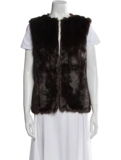 Pre-owned Dennis Basso Faux Fur Vest In Black