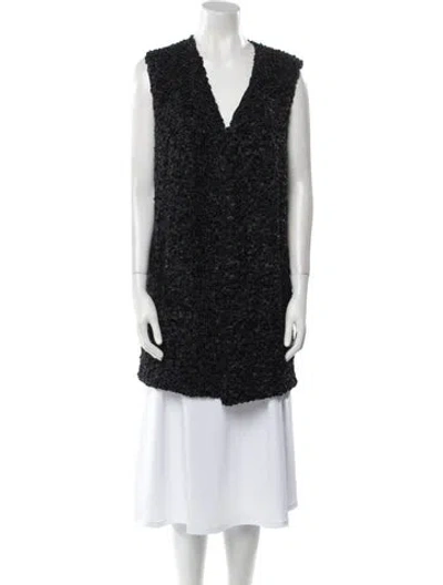 Pre-owned Dennis Basso Faux Fur Vest In Black