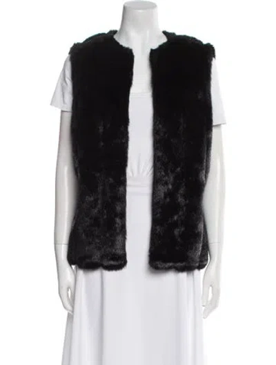 Pre-owned Dennis Basso Faux Fur Vest In Black