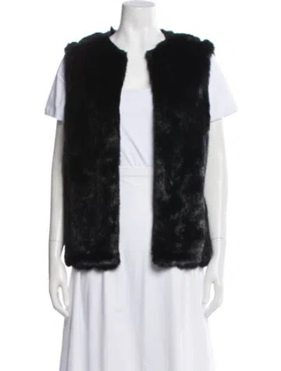 Pre-owned Dennis Basso Faux Fur Vest In Black