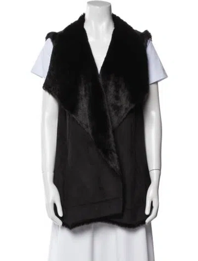 Pre-owned Dennis Basso Faux Leather Vest In Black
