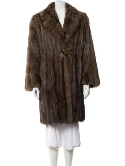 Pre-owned Dennis Basso Fox Fur Coat In Brown