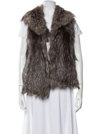Pre-owned Dennis Basso Fox Vest In Brown