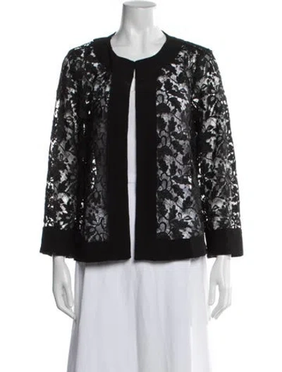 Pre-owned Dennis Basso Lace Lace Pattern Jacket In Black