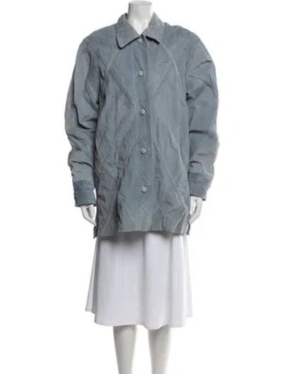 Pre-owned Dennis Basso Leather Coat In Blue