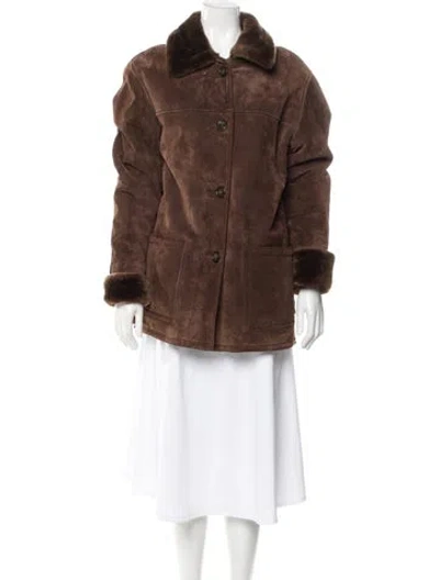 Pre-owned Dennis Basso Leather Coat In Brown