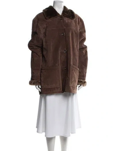 Pre-owned Dennis Basso Leather Coat In Brown